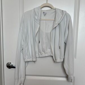 all in motion Cropped Zip Hoodie in Off-White